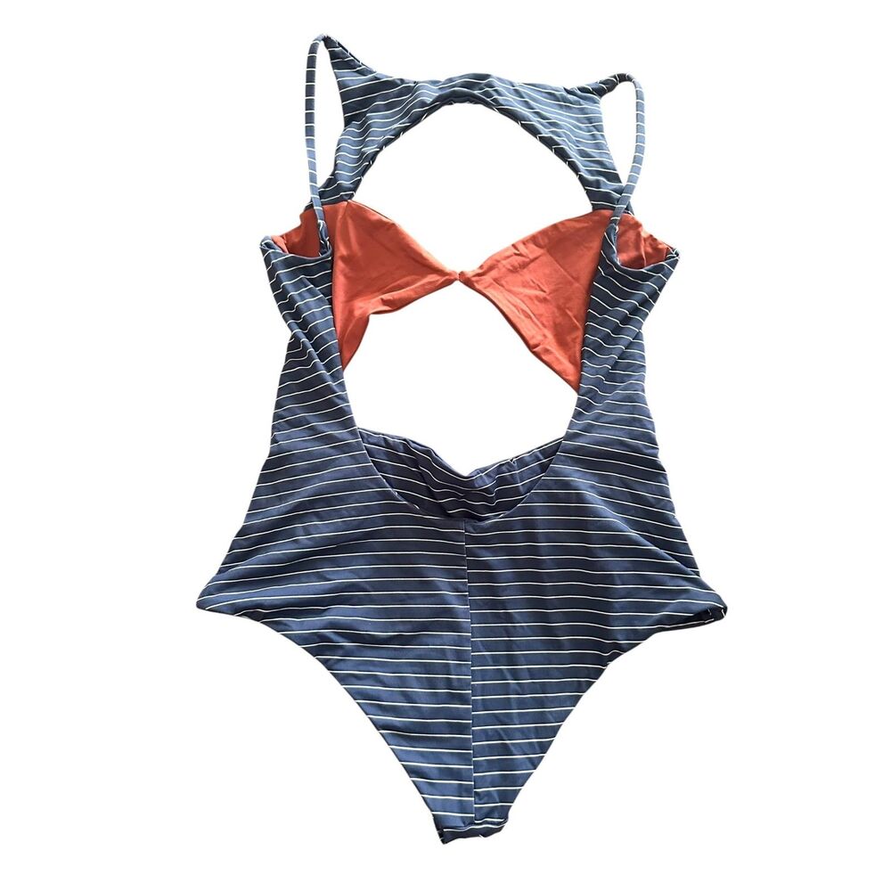 BOYS + ARROWS Cutout One Piece Red Blue Striped Medium - Picture 3 of 5